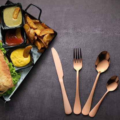 2 Sets Stainless Steel 4 Piece Cutlery Knife Fork Spoon