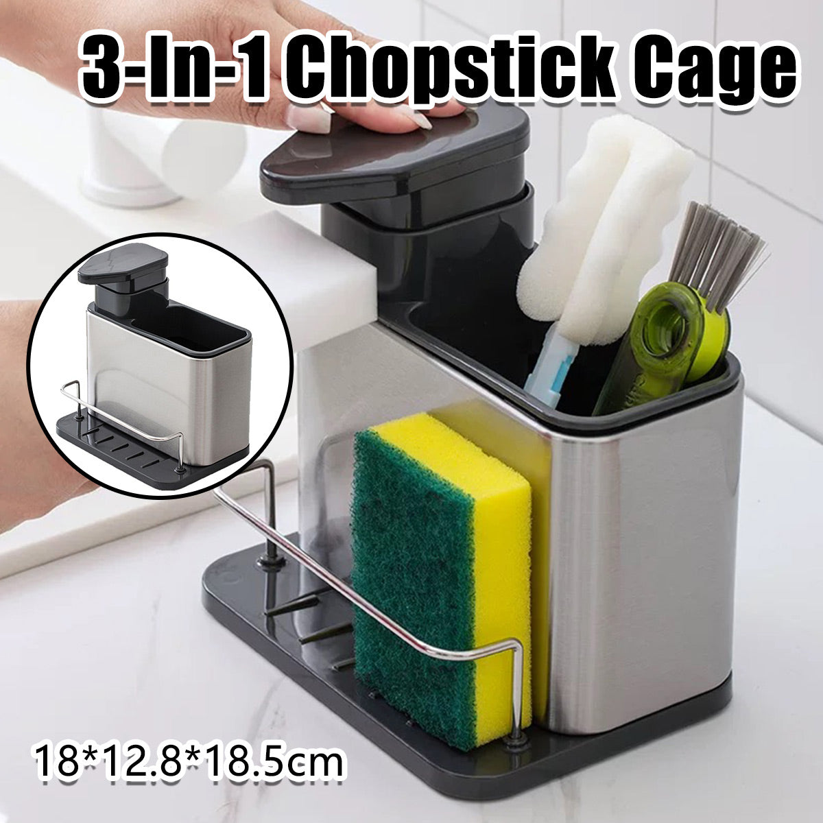 Kitchen Stainless Steel Multi-Function Chopstick Holder Utensil Organizer AU
