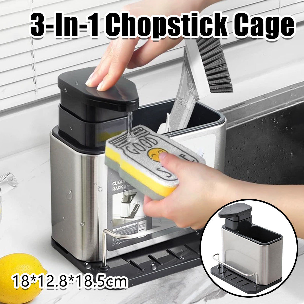 Kitchen Stainless Steel Multi-Function Chopstick Holder Utensil Organizer AU