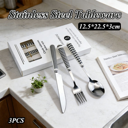 3PCS Stainless Steel Ceramic Handle Cutlery Set with Gift Box