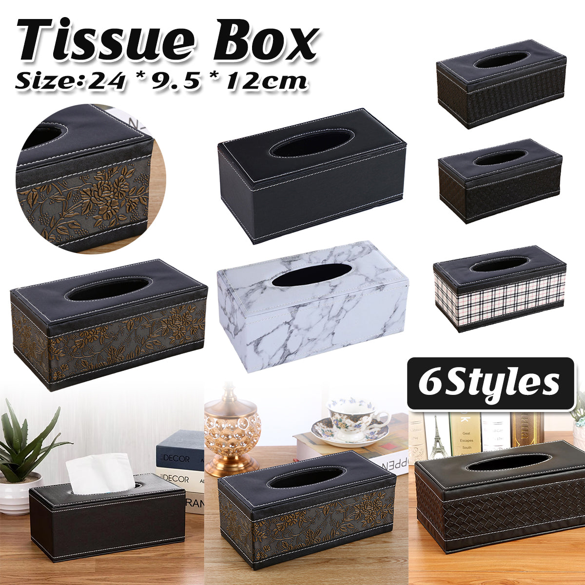 High-End PU Leather Tissue Box Holder for Hotel Home Office Decor Elegant Design