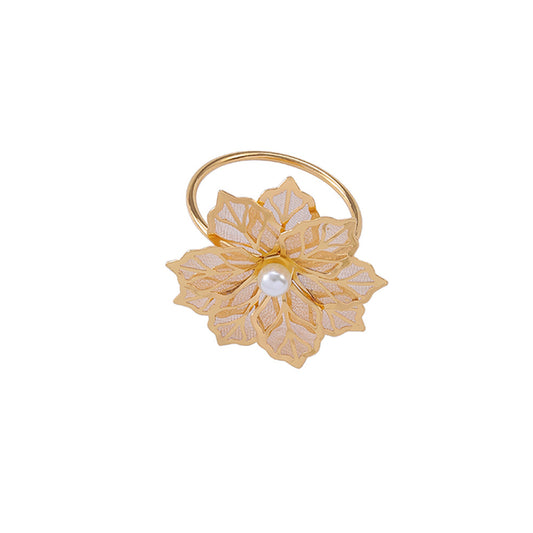 6PCS Metal Floral Napkin Rings Vintage Hollow Rose Wedding Table Decor