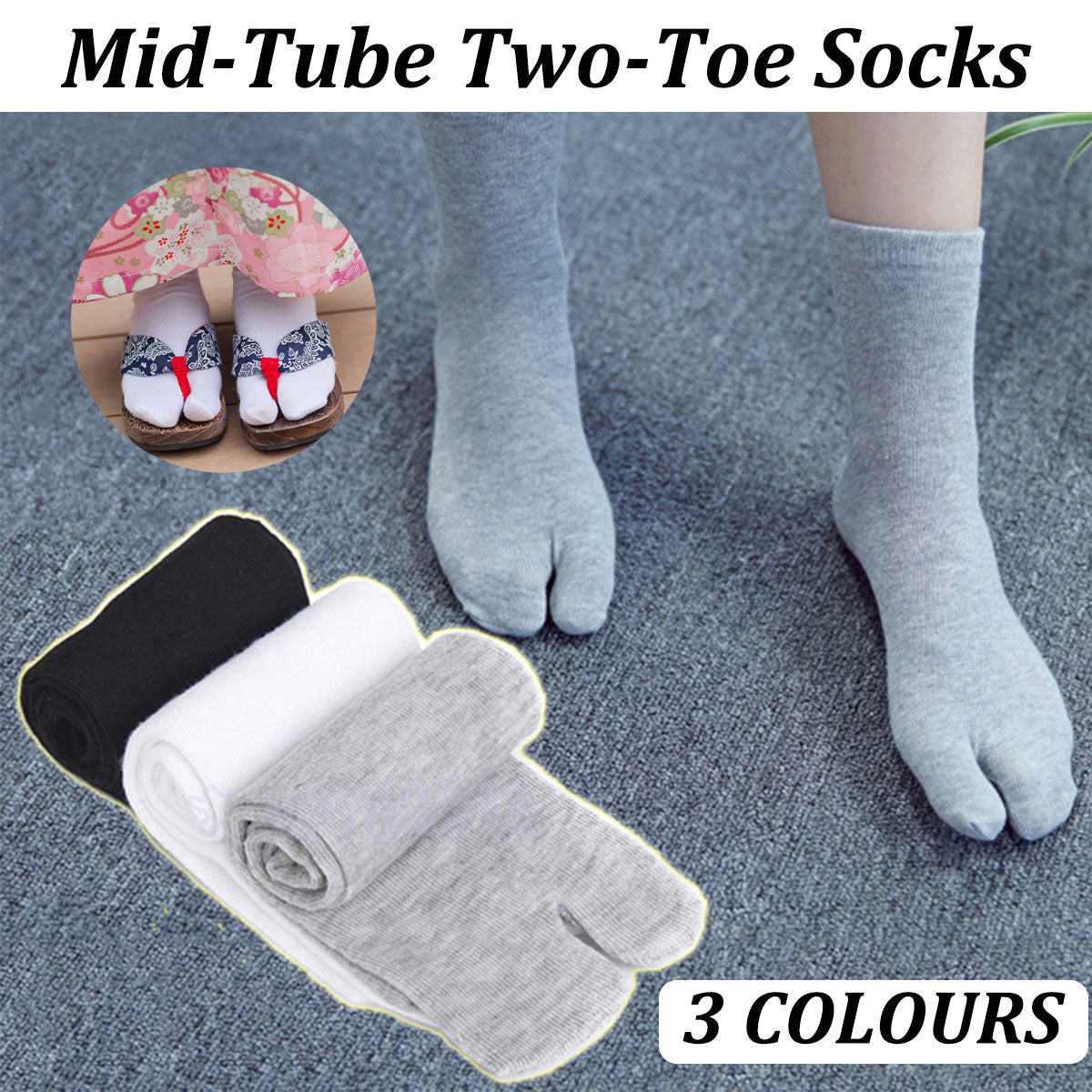 6 Pairs Split Toe Tabi Socks Cotton Blend Unisex Comfort