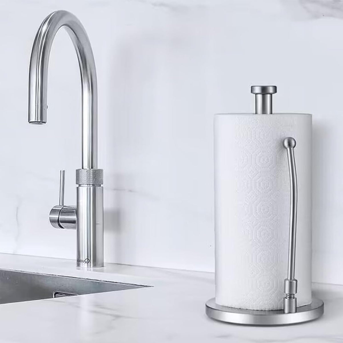 Stainless Steel Spring Paper Towel Holder Countertop