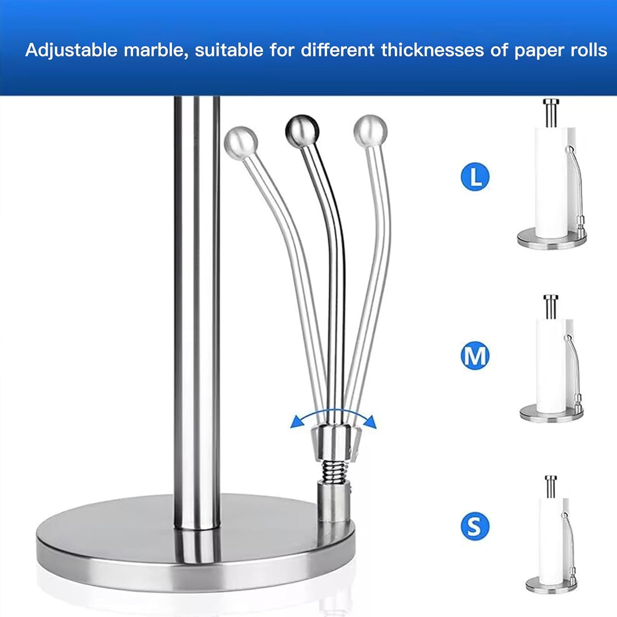 Stainless Steel Spring Paper Towel Holder Countertop