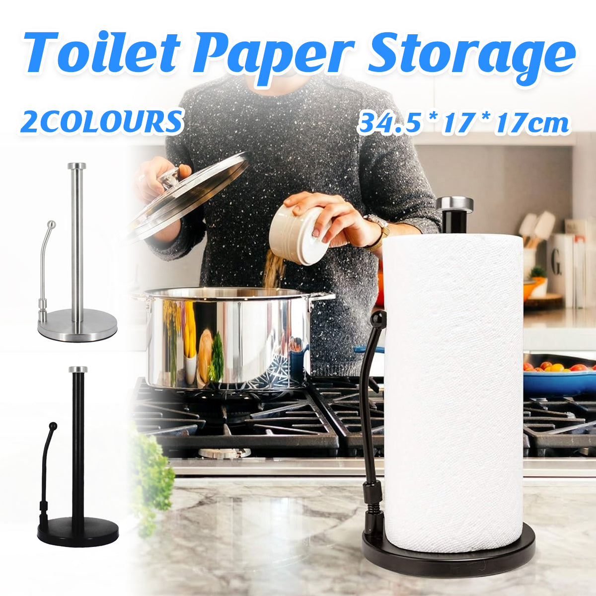 Stainless Steel Spring Paper Towel Holder Countertop