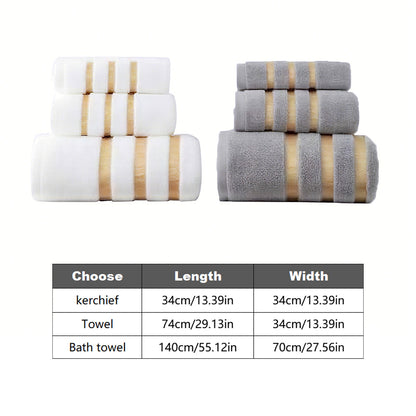 3 Pcs Hotel Bath Towel Set in Grey or White – Product View 3