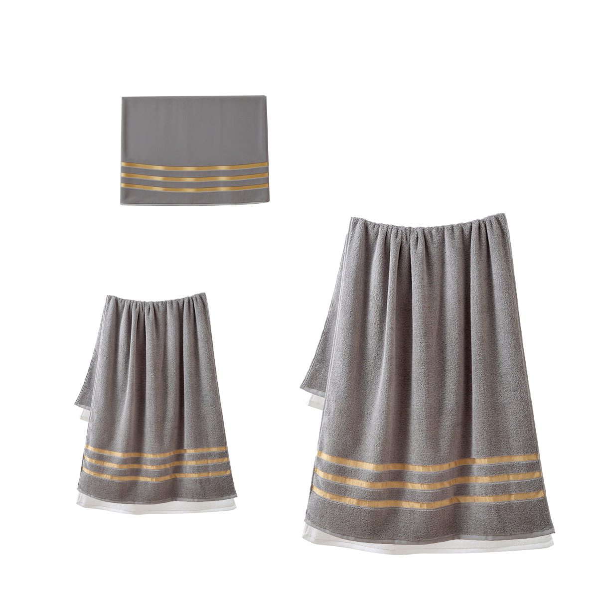 3 Pcs Hotel Bath Towel Set in Grey or White – Product View 8