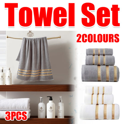 3 Pcs Hotel Bath Towel Set in Grey or White – Product View 2
