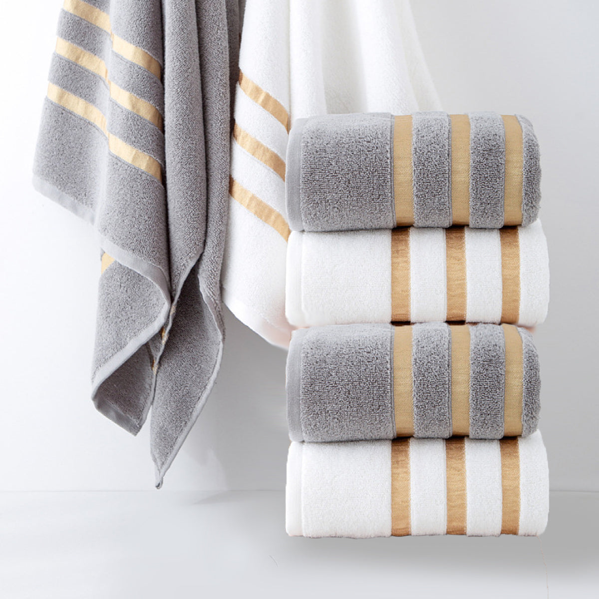 3 Pcs Hotel Bath Towel Set in Grey or White – Product View 11