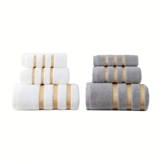 3 Pcs Hotel Bath Towel Set in Grey or White