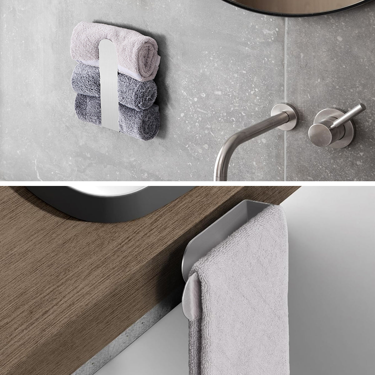 Stainless Steel Towel Bar Rack Bath Towel Holder Wall Mounted Bathroom Organizer