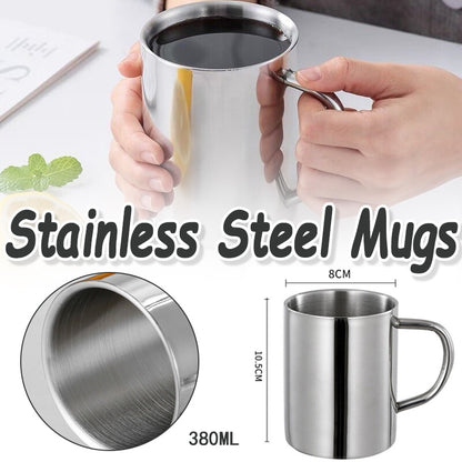 2PCS 380ML Stainless Steel Double Wall Cup Mugs Drinking Coffee Camping Travel