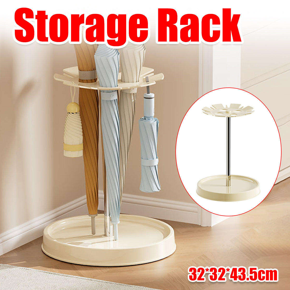 6-Slot Umbrella Storage Rack with Drain Tray Entryway