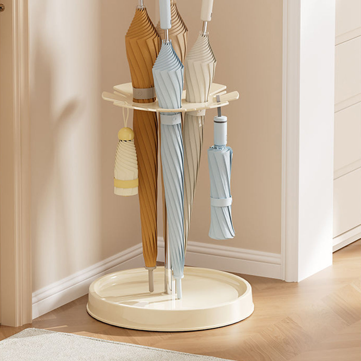 6-Slot Umbrella Storage Rack with Drain Tray Entryway