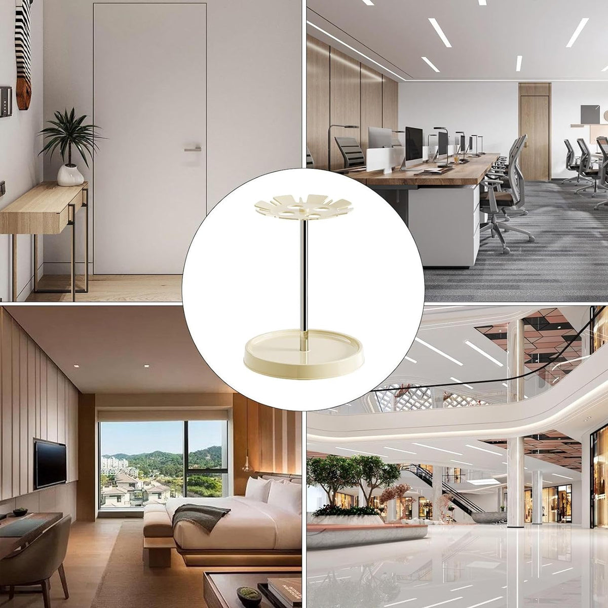 6-Slot Umbrella Storage Rack with Drain Tray Entryway