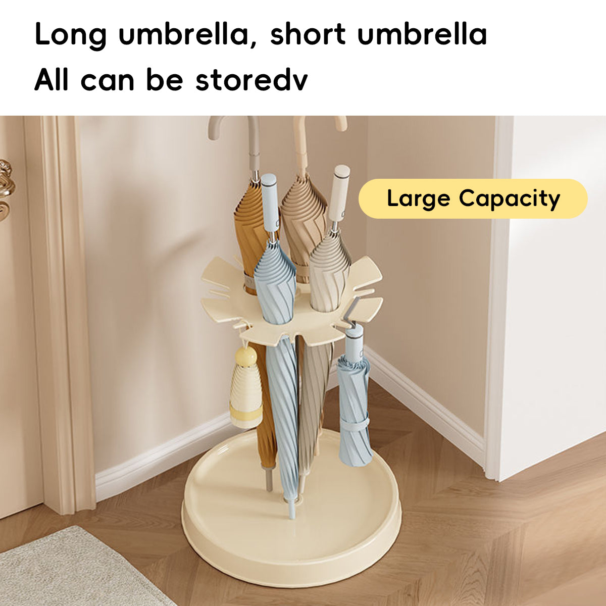 6-Slot Umbrella Storage Rack with Drain Tray Entryway
