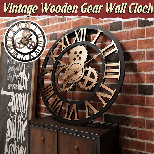 Large Vintage Gear Wall Clock Handmade Rustic Luxury Home Decor Art Clock 60cm
