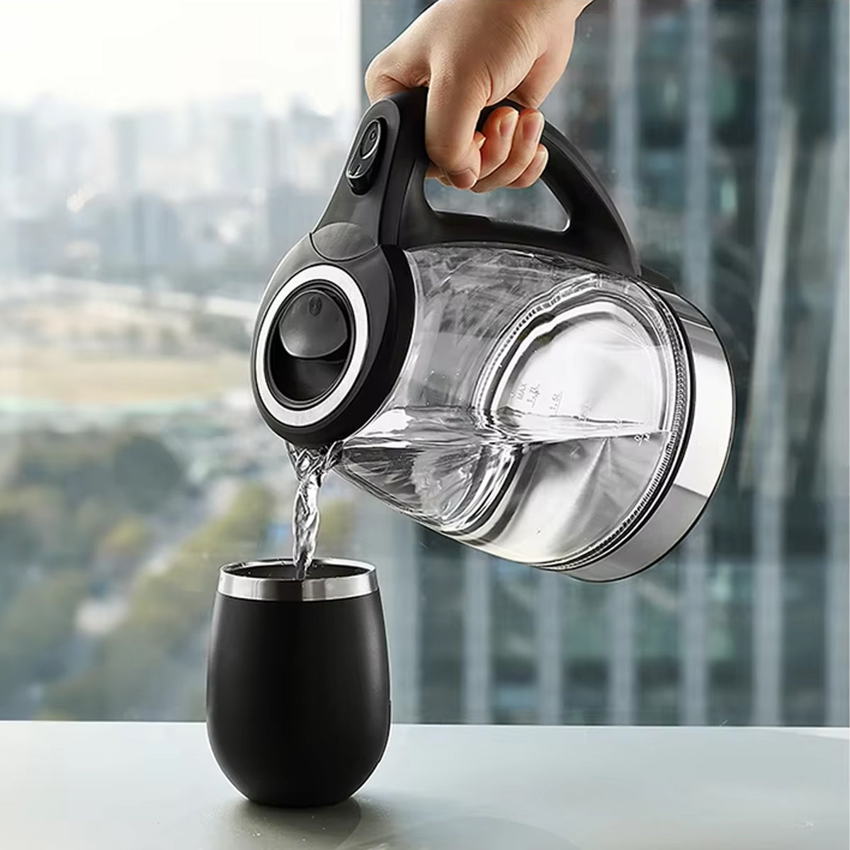 1.7L Electric Kettle Stainless Steel Hot Water Boiler for Home Hotel Office Use