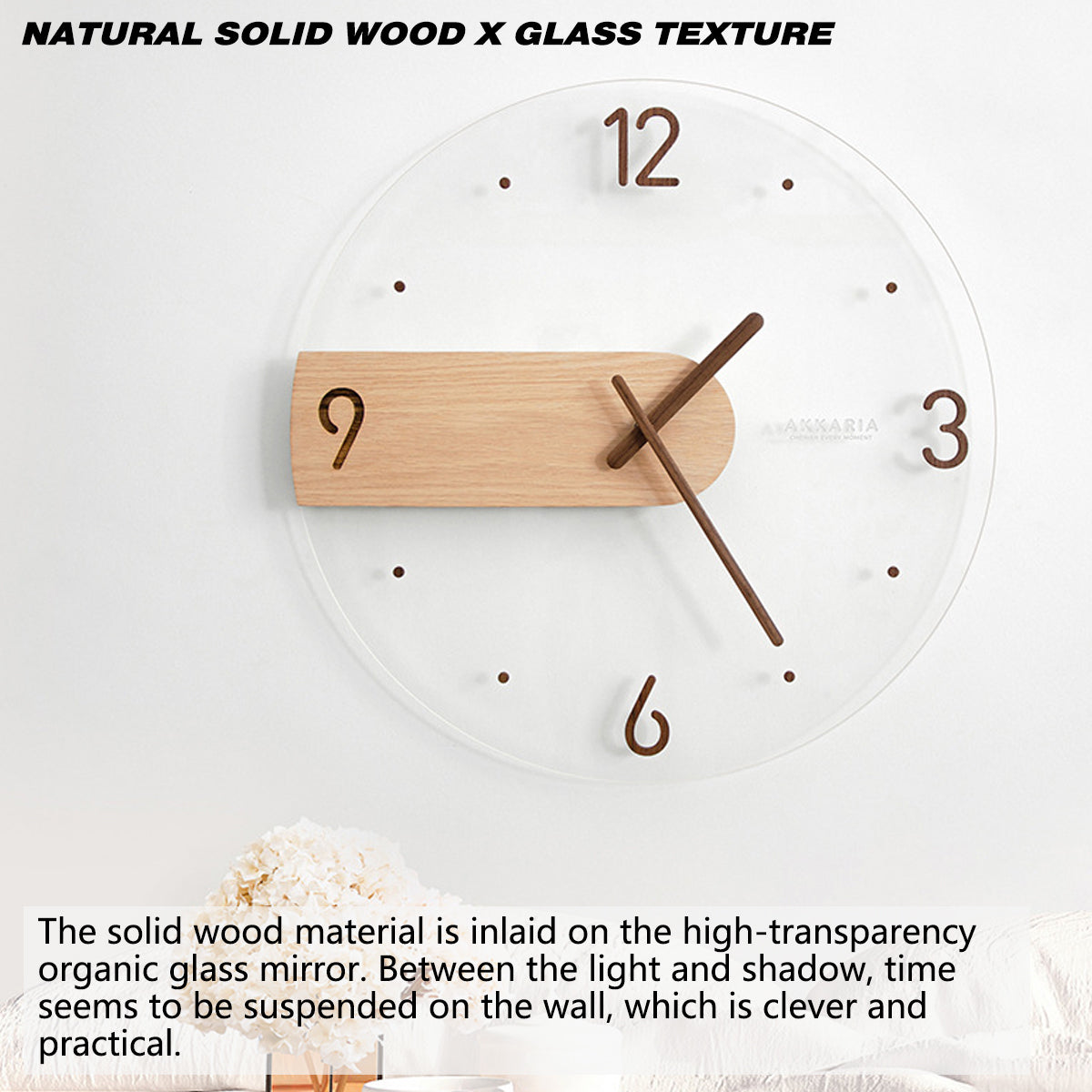 Modern Solid Wood Wall Clock Decorative Home Clock for Living Room Bedroom AU