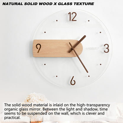 Modern Solid Wood Wall Clock Decorative Home Clock for Living Room Bedroom AU