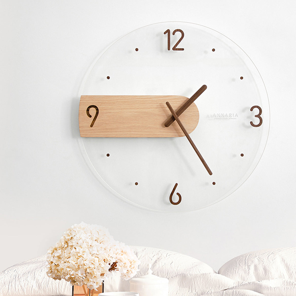 Modern Solid Wood Wall Clock Decorative Home Clock for Living Room Bedroom AU