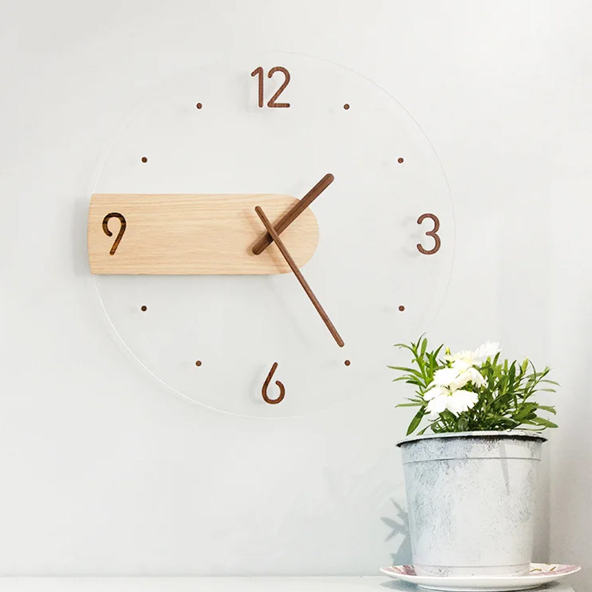Modern Solid Wood Wall Clock Decorative Home Clock for Living Room Bedroom AU