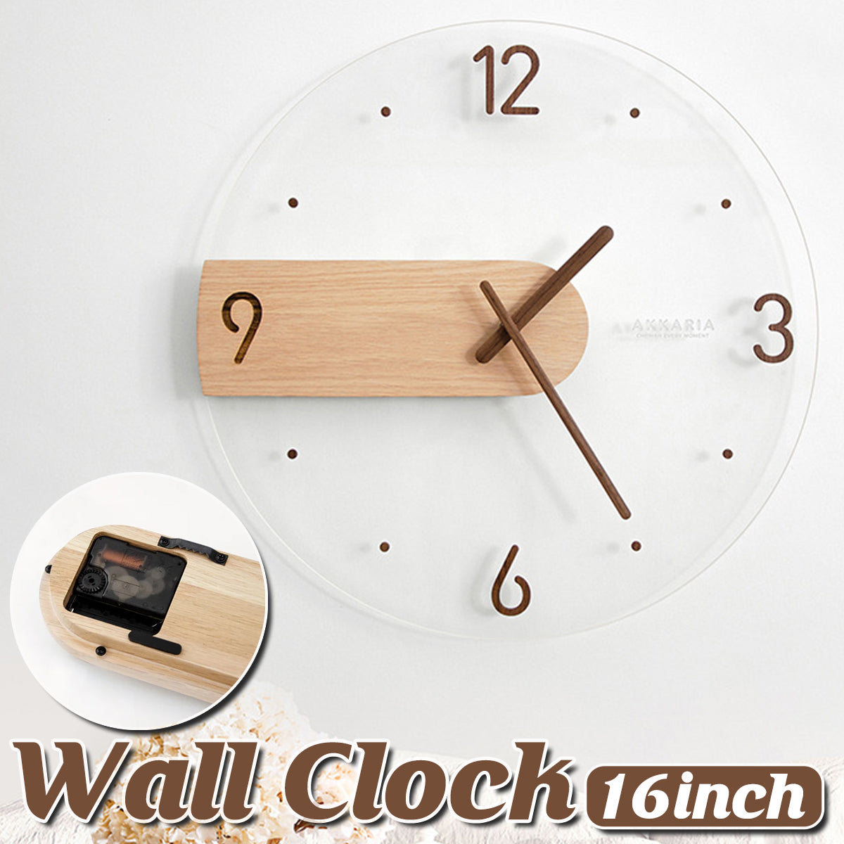 Modern Solid Wood Wall Clock Decorative Home Clock for Living Room Bedroom AU
