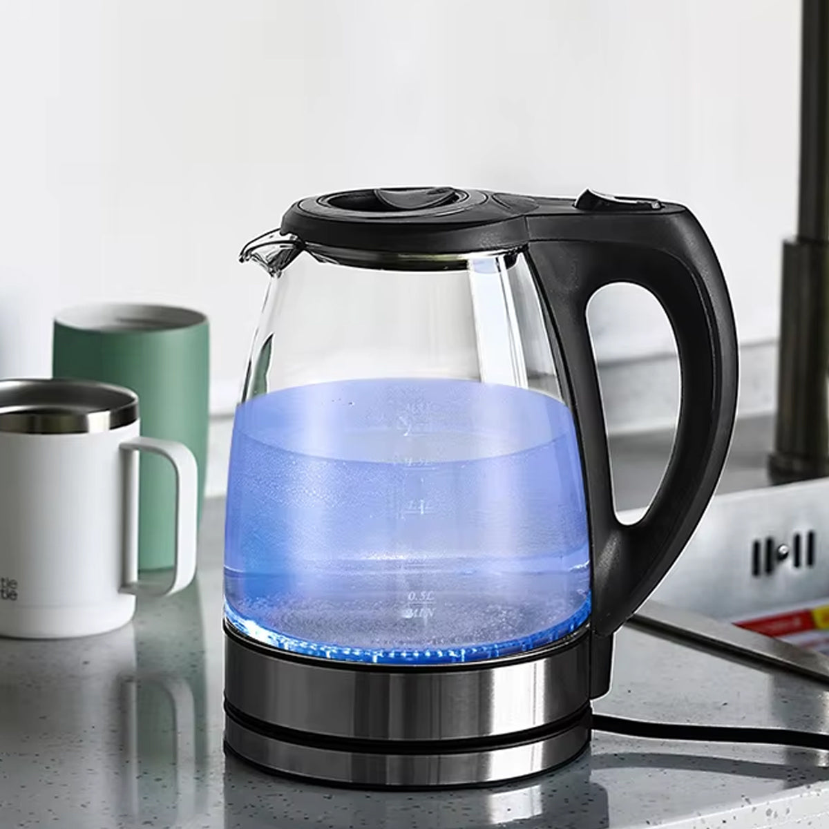 1.7L Electric Kettle Stainless Steel Hot Water Boiler for Home Hotel Office Use