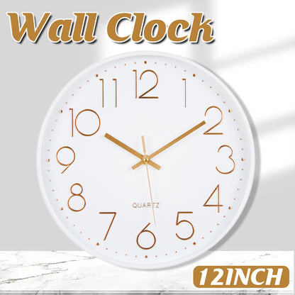 12Inch Silent Wall Clock Decorative Simple Plastic Clock for Living Room Home