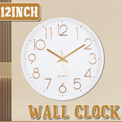 12Inch Silent Wall Clock Decorative Simple Plastic Clock for Living Room Home
