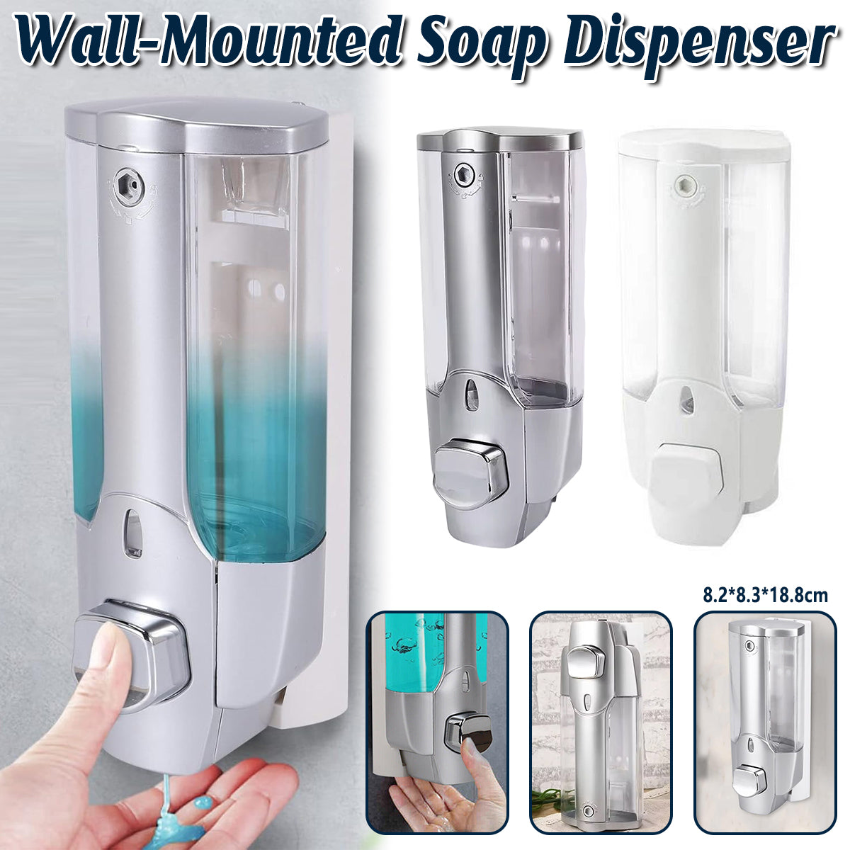 Wall-Mounted Manual Soap Dispenser 350ml Transparent ABS