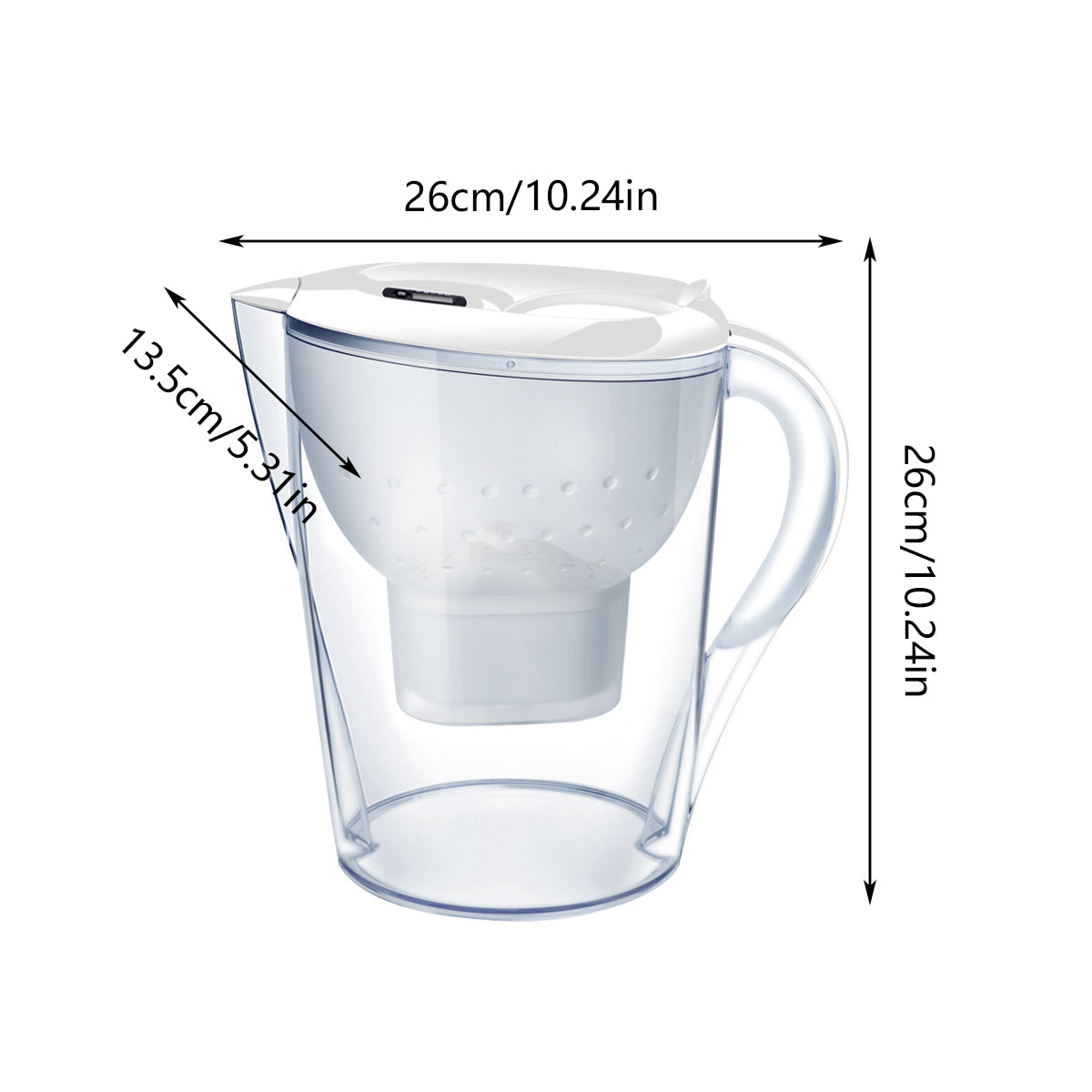 3.5L White Water Filter Jug for Hotel Rooms – Product View 3
