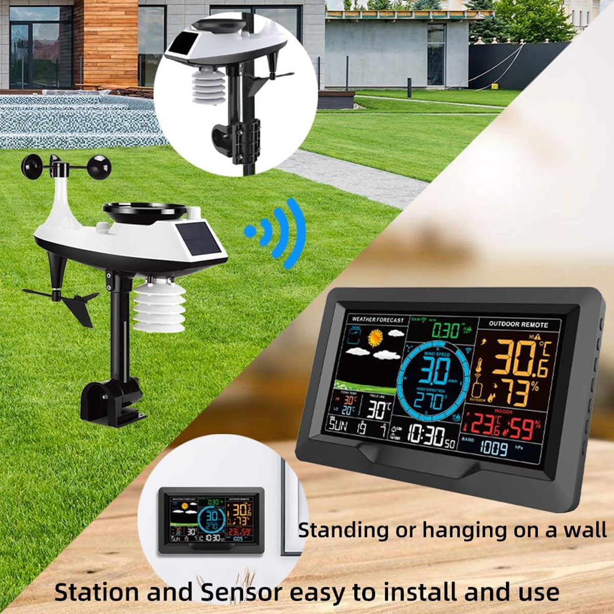 7-in-1 Weather Station Radio Wind Speed Rainfall Temperature Humidity orecas