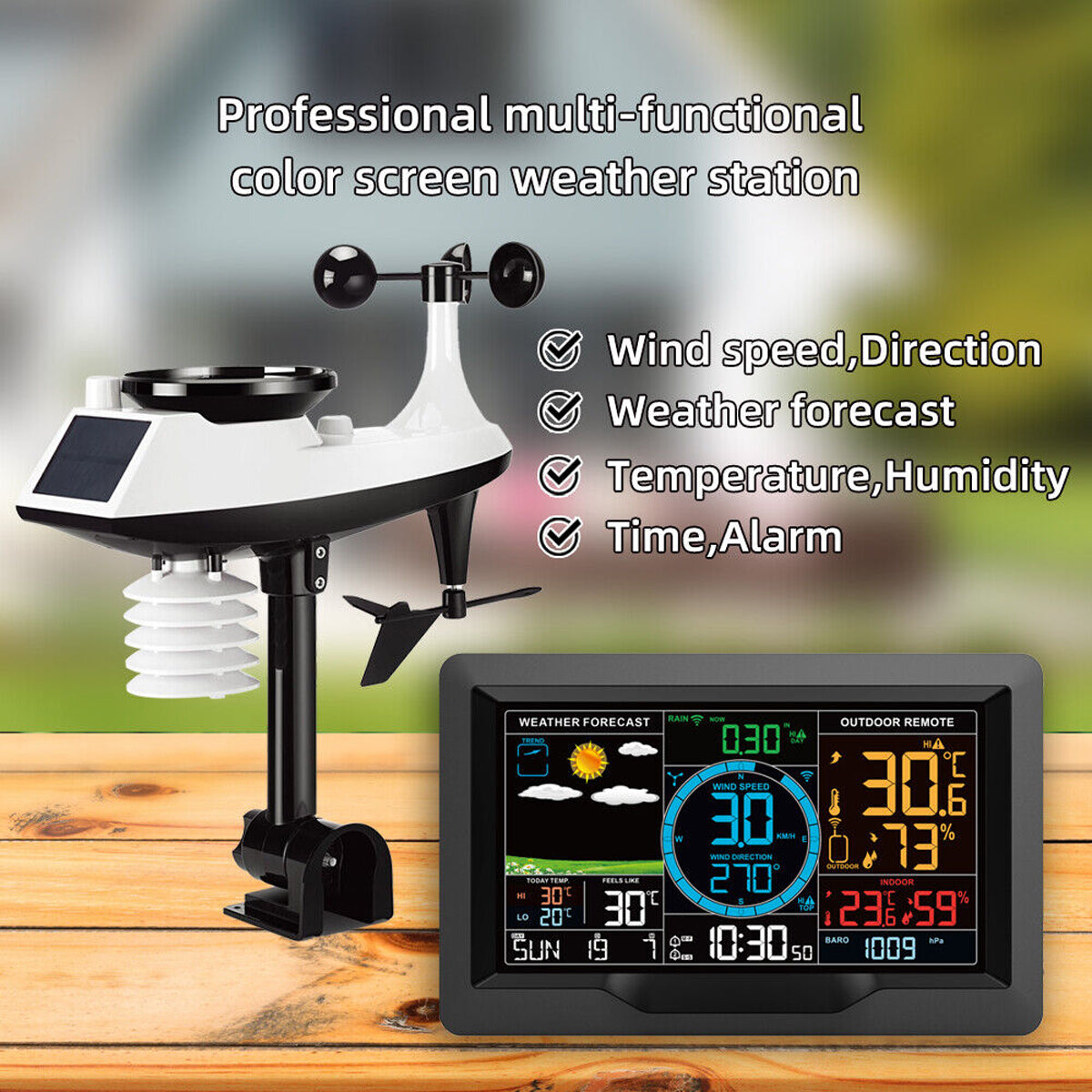 7-in-1 Weather Station Radio Wind Speed Rainfall Temperature Humidity orecas