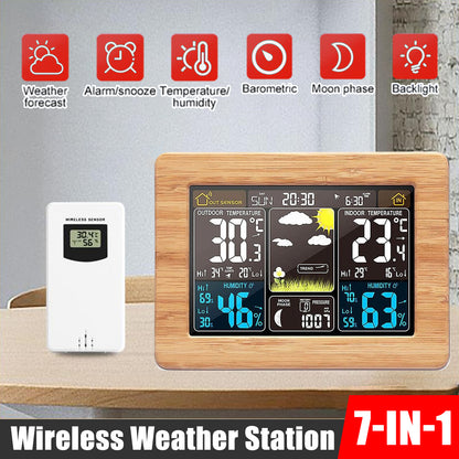 Wireless 7 in 1 Weather Station LCD Display Multifunctional Home Weather Monitor