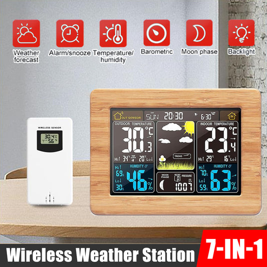 Wireless 7 in 1 Weather Station LCD Display Multifunctional Home Weather Monitor