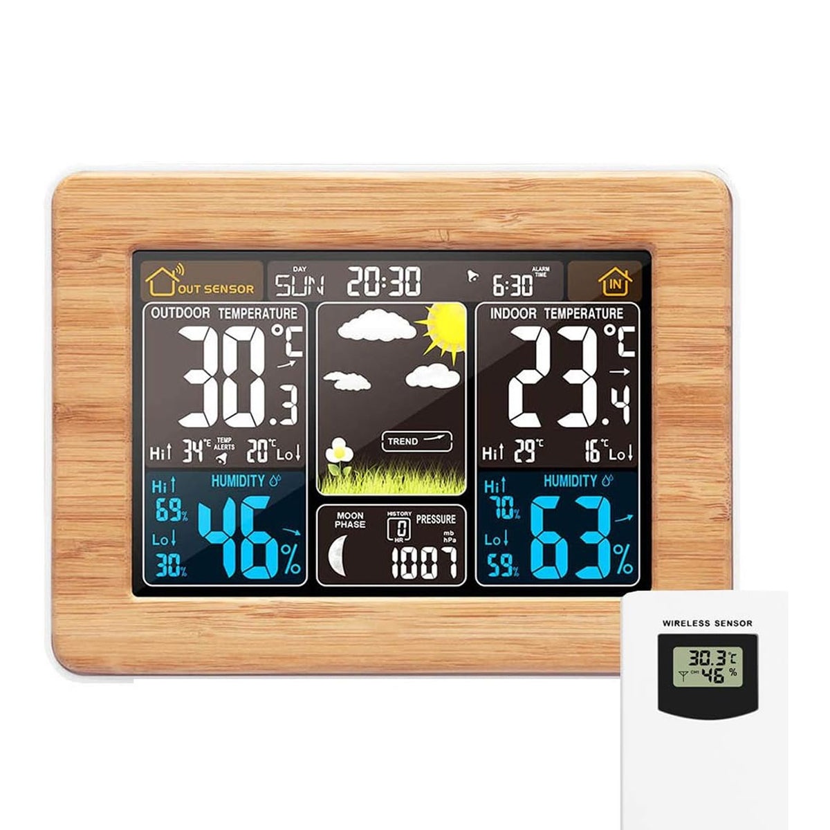 Wireless 7 in 1 Weather Station LCD Display Multifunctional Home Weather Monitor