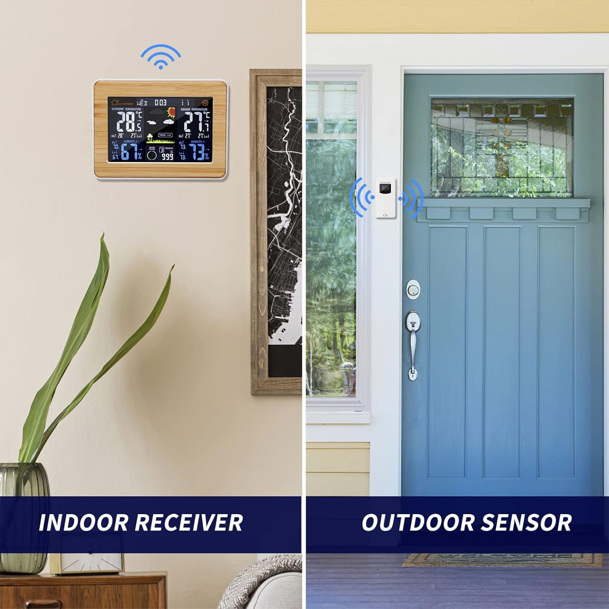 Wireless 7 in 1 Weather Station LCD Display Multifunctional Home Weather Monitor
