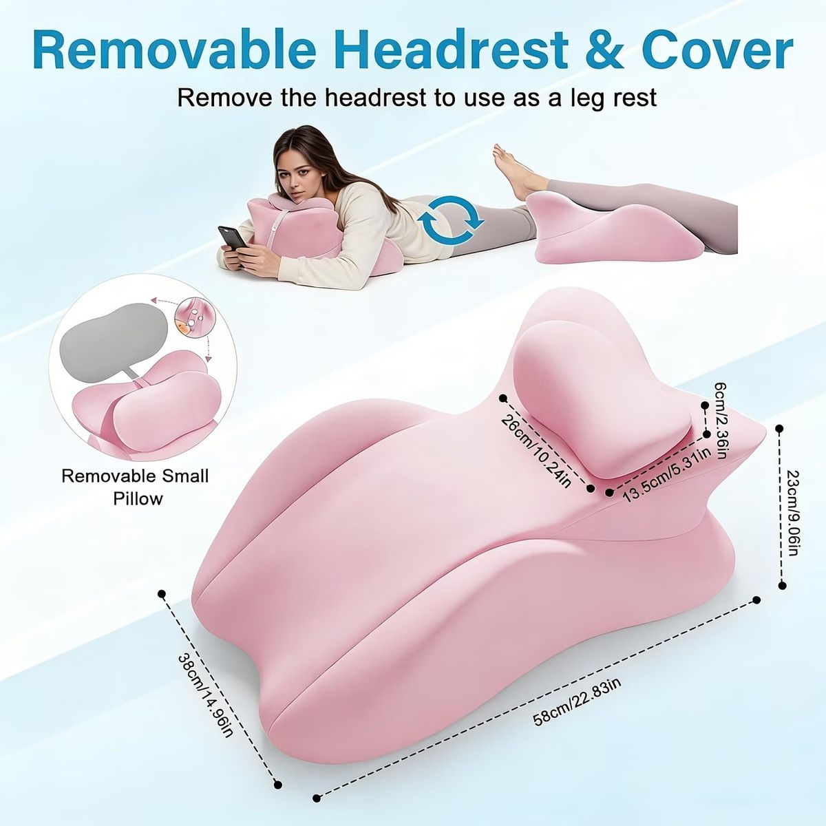 Slow-Rebound Wedge Pillow Set for Bed Support – Product View 3