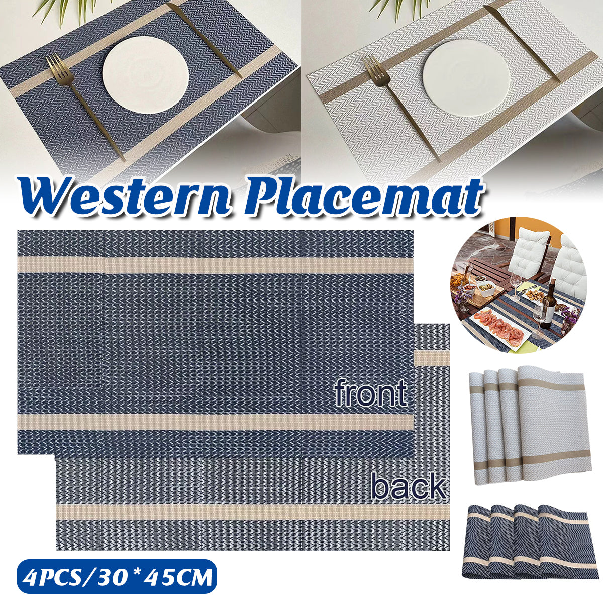 4X Anti-Skid Woven Placemat Waterproof Oil-proof Placemat Heat Resistant PVC Mat