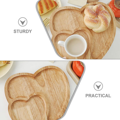 Heart-Shaped Rubber Wood Serving Tray for Coffee and Desserts
