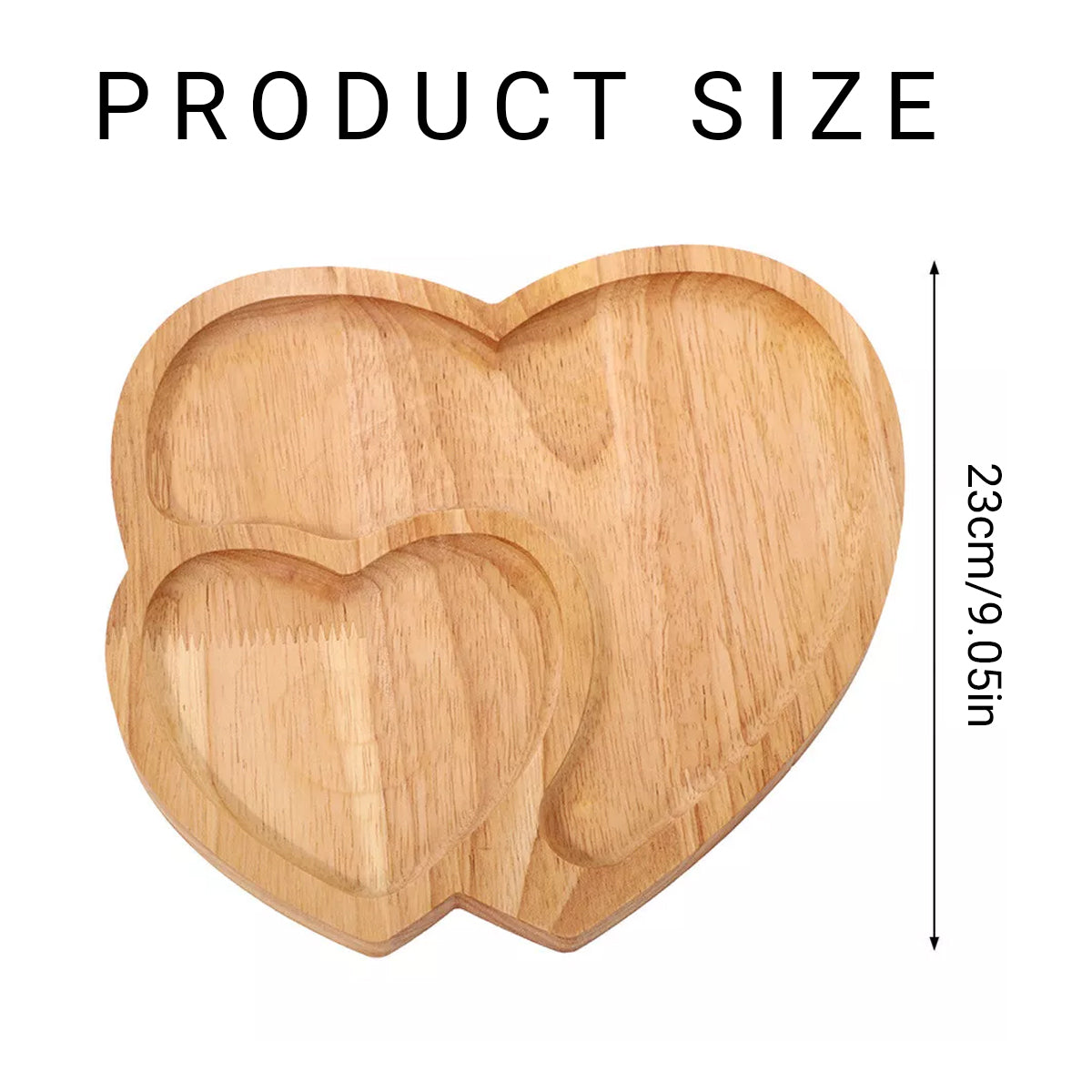 Heart-Shaped Rubber Wood Serving Tray for Coffee and Desserts