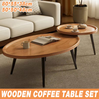 2 Pcs Glossy Nesting Coffee Table Set for Living Room