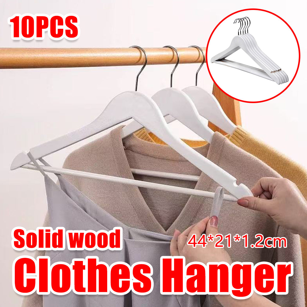 10PCS Slim Wooden Suit Hangers with Space Saving Design