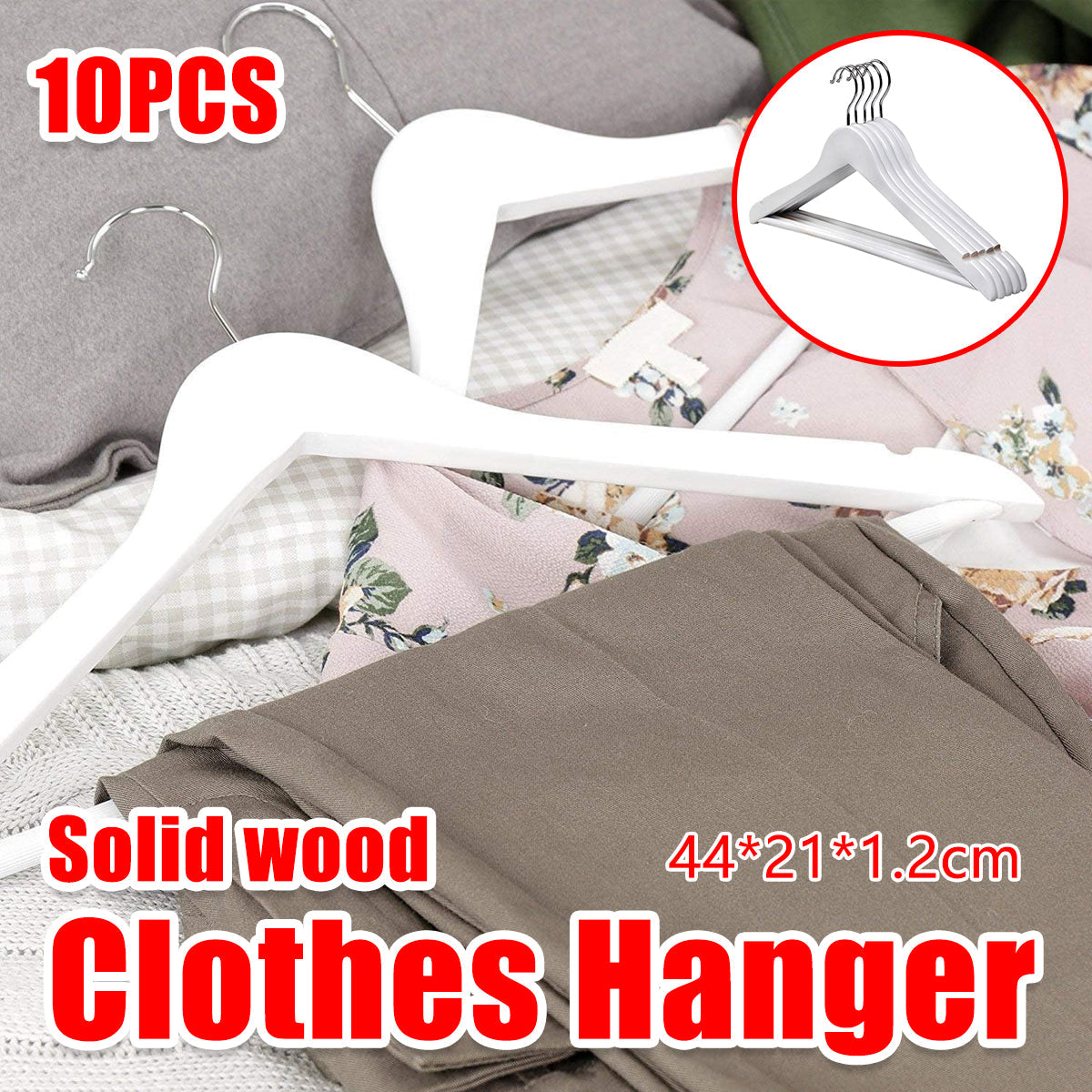 10PCS Slim Wooden Suit Hangers with Space Saving Design