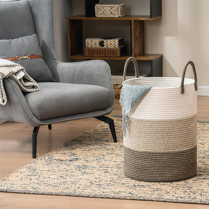 Handheld Cotton Rope Woven Storage Basket Foldable Large