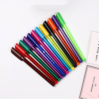 10PCS Colorful Ballpoint Pen Set with Transparent Barrel