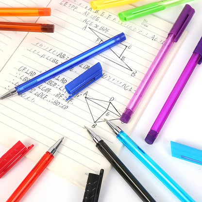 10PCS Colorful Ballpoint Pen Set with Transparent Barrel