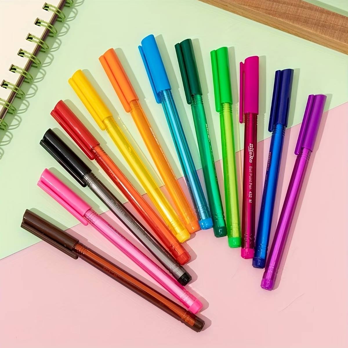 10PCS Colorful Ballpoint Pen Set with Transparent Barrel